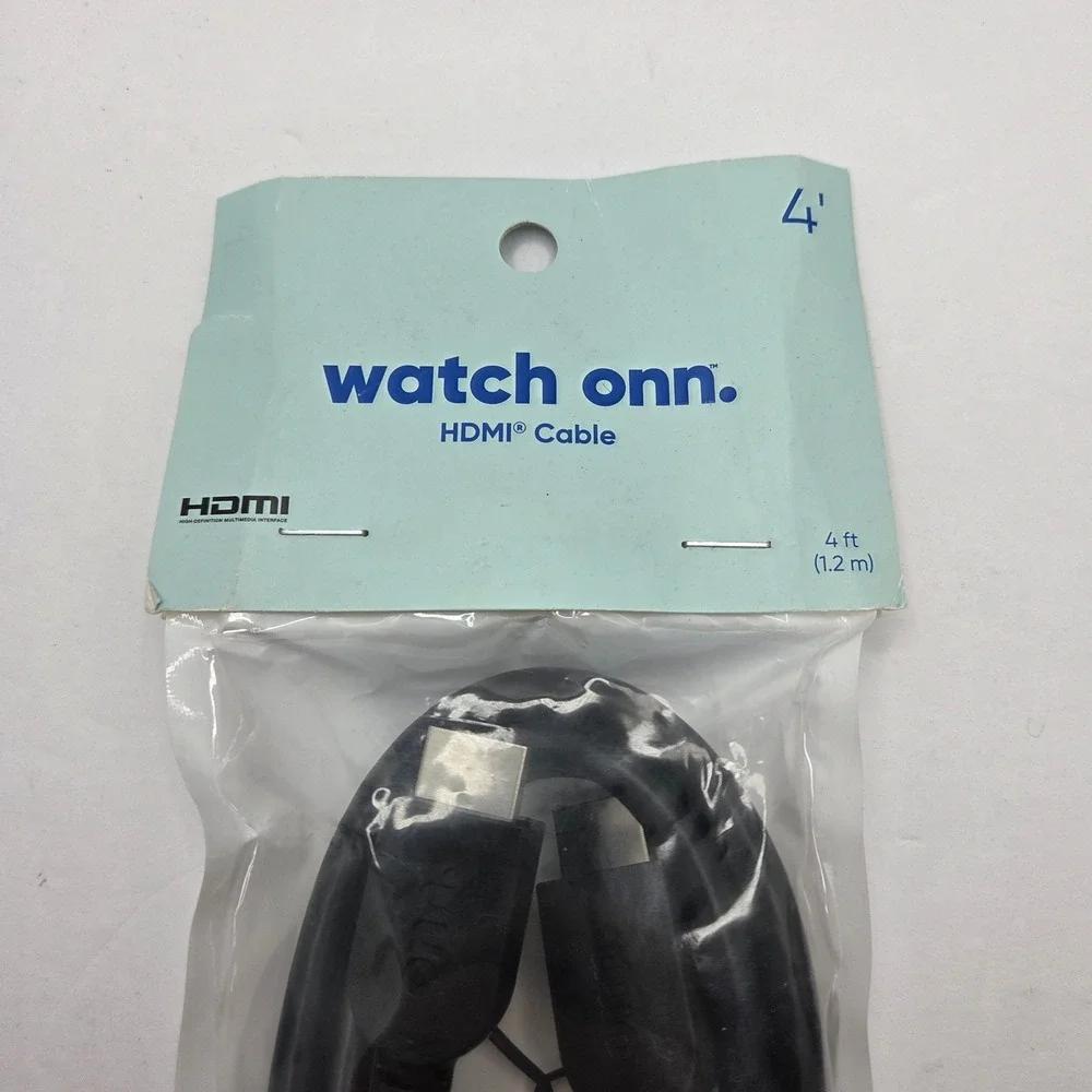 Onn HDMI Cable 4ft Black 4K High Speed HDR 60Hz 3D Dolby TrueHD 2127A